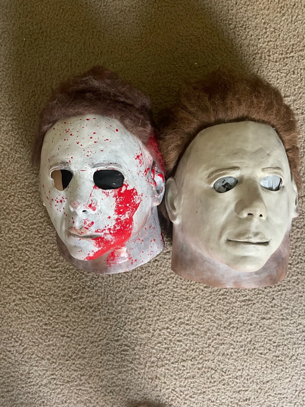 Men's Classic Horror Michael-Style Halloween Mask in White and Brown